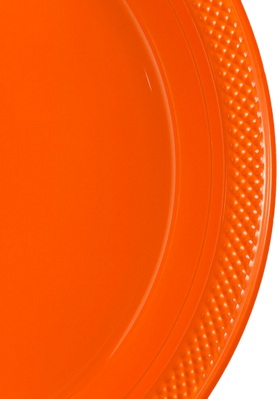Orange Medium Plastic Plates (9 Inch) - 20 Pack