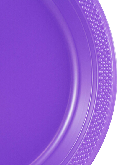 Purple Medium Plastic Plates (9 Inch) - 20 Pack
