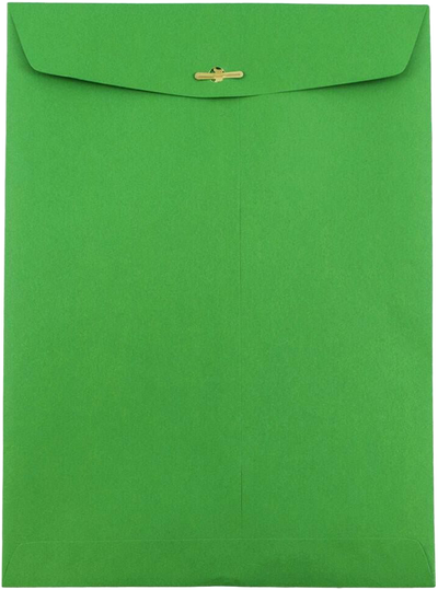 Holiday Green 24lb 9 x 12 Open End Envelopes with Clasp