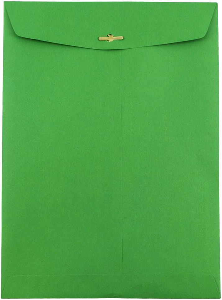 Holiday Green 24lb 9 x 12 Open End Envelopes with Clasp