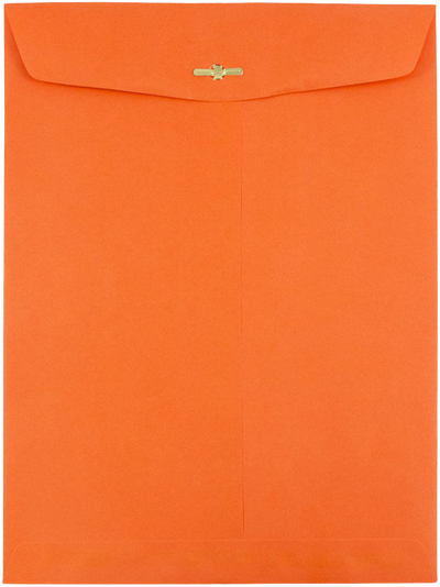 Mandarin Orange 24lb 9 x 12 Open End Envelopes with Clasp