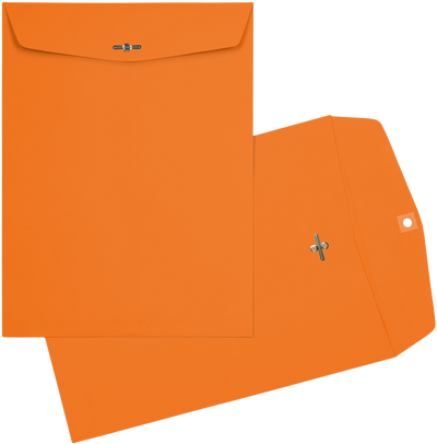 Mandarin Orange 24lb 9 x 12 Open End Envelopes with Clasp