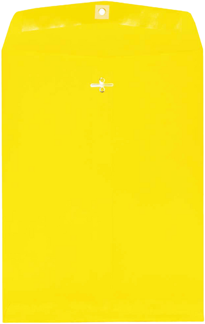 Yellow 24lb 9 x 12 Open End Envelopes with Clasp
