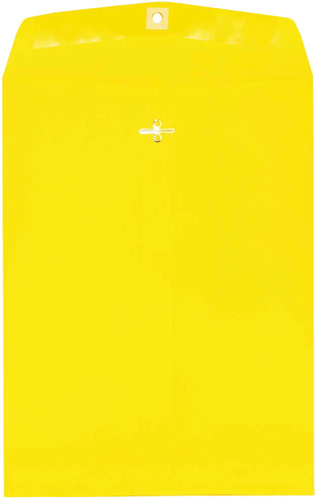Yellow 24lb 9 x 12 Open End Envelopes with Clasp