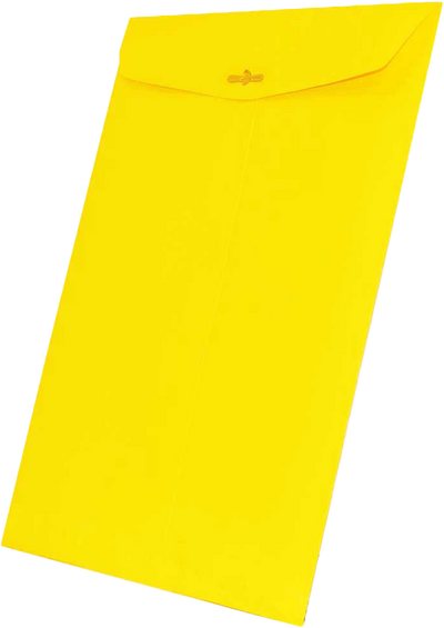 Yellow 24lb 9 x 12 Open End Envelopes with Clasp
