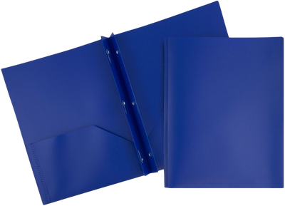 Blue 9 x 12 Plastic Pop Folders with Clasp