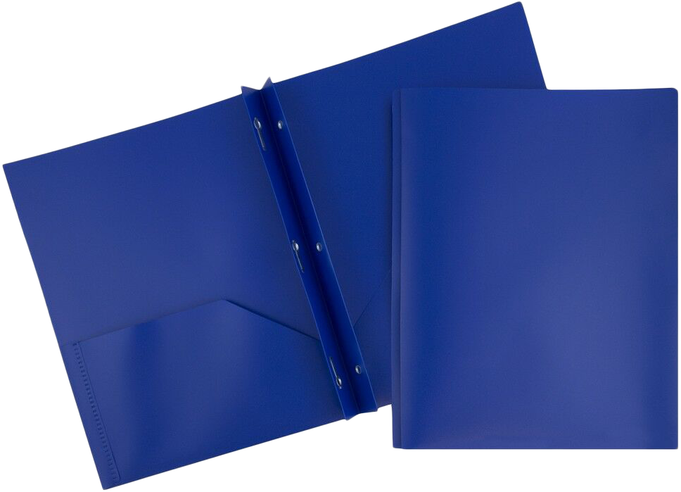 Blue 9 x 12 Plastic Pop Folders with Clasp