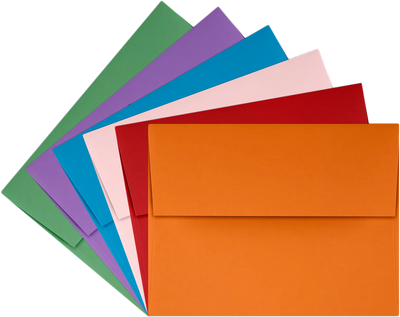 Assorted Brights A2 (4 3/8 x 5 3/4) Envelopes - 150 Pack