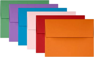 Assorted Brights A2 (4 3/8 x 5 3/4) Envelopes - 150 Pack