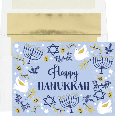 Hanukkah Elements Holiday Cards - 16 Pack