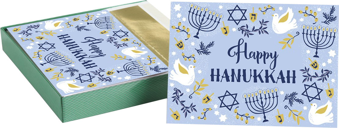 Hanukkah Elements Holiday Cards - 16 Pack