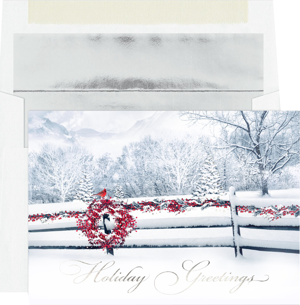Berry Wreath Holiday Cards - 16 Pack