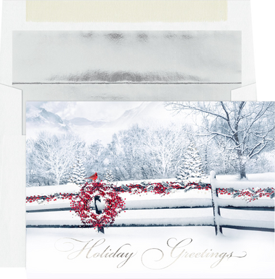Berry Wreath Holiday Cards - 16 Pack