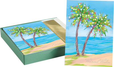 Palm Tree Painting Holiday Cards - 16 Pack
