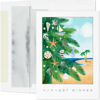 Seashell Ornaments Holiday Cards - 16 Pack