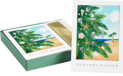 Seashell Ornaments Holiday Cards - 16 Pack