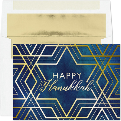 Star of David Hanukkah Cards - 16 Pack
