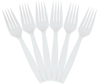 White Plastic Forks - 100 Pack