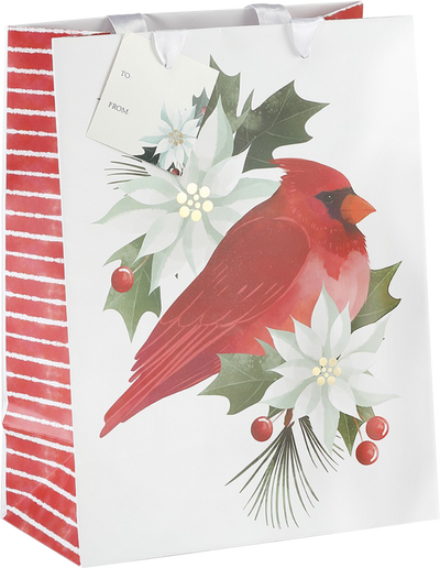 Cardinal and Holly Christmas Gift Bags - 2 Pack