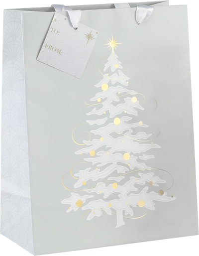 Silver and Gold Tree Christmas Gift Bags - 2 Pack