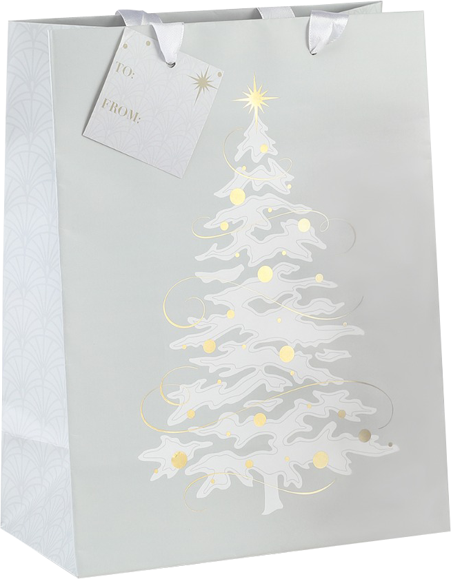 Silver and Gold Tree Christmas Gift Bags - 2 Pack