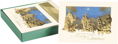 Gold Foil Nativity Christmas Cards