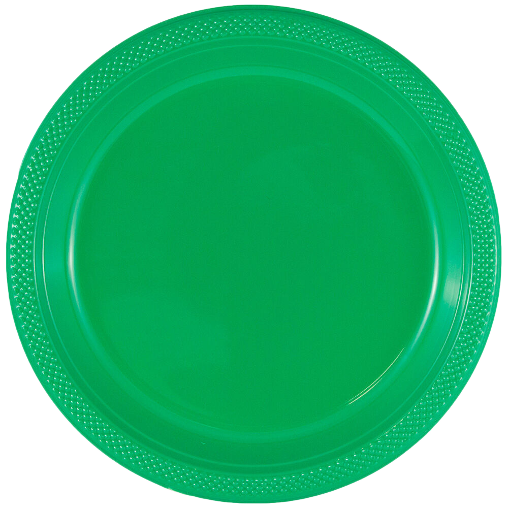 Green Medium Plastic Plates (9 Inch) - 20 Pack