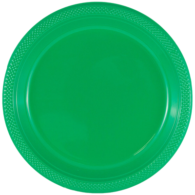 Green Medium Plastic Plates (9 Inch) - 20 Pack