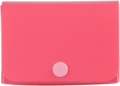 Pink Plastic Business Card Case with Snap Closure - 20 Card Capacity