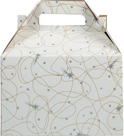 White Shooting Stars Medium Gable Gift Boxes (4 x 8 x 5 1/4)
