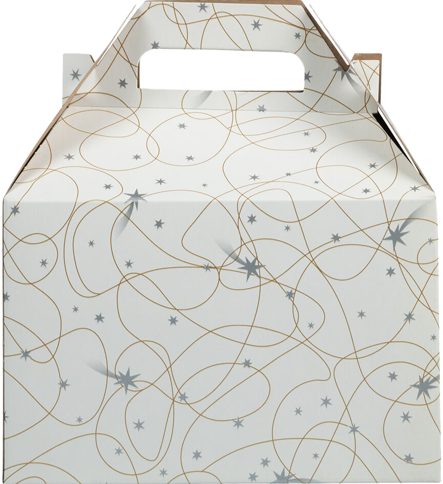 White Shooting Stars Medium Gable Gift Boxes (4 x 8 x 5 1/4)