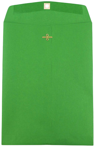 Holiday Green 24lb 9 x 12 Open End Envelopes with Clasp