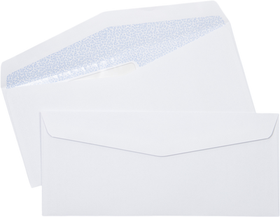 White with Security Tint 24lb #10 Bottom Reverse Flap Window Envelopes (4 1/8 x 9 1/2)