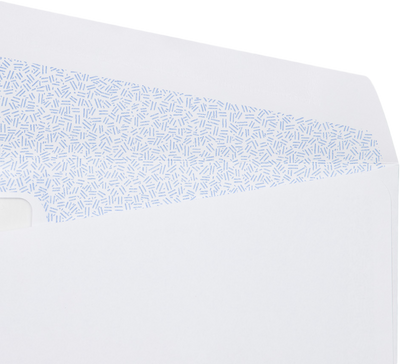 White with Security Tint 24lb #10 Bottom Reverse Flap Window Envelopes (4 1/8 x 9 1/2)