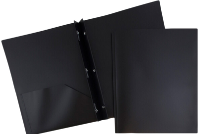 Black 9 x 12 Plastic Pop Folders with Clasp