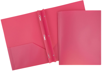 Pink 9 x 12 Plastic Pop Folders with Clasp