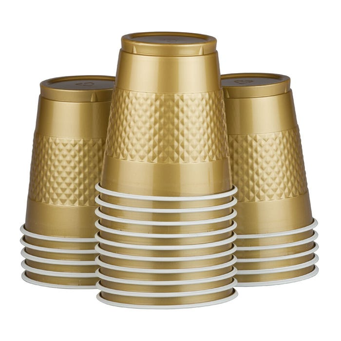 Red and Gold Party Tableware Kit (Small and Medium Plastic Plates, Lunch and Beverage Napkins, Plastic Cups, and Plastic Tablecovers) - 160 Pack