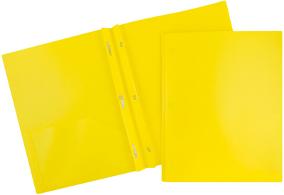 Yellow 9 x 12 Plastic Pop Folders with Clasp