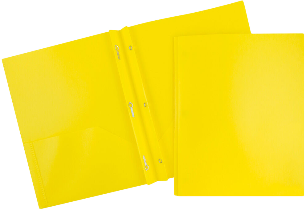 Yellow 9 x 12 Plastic Pop Folders with Clasp