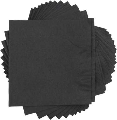 Black 5 x 5 3-Ply Beverage Napkins