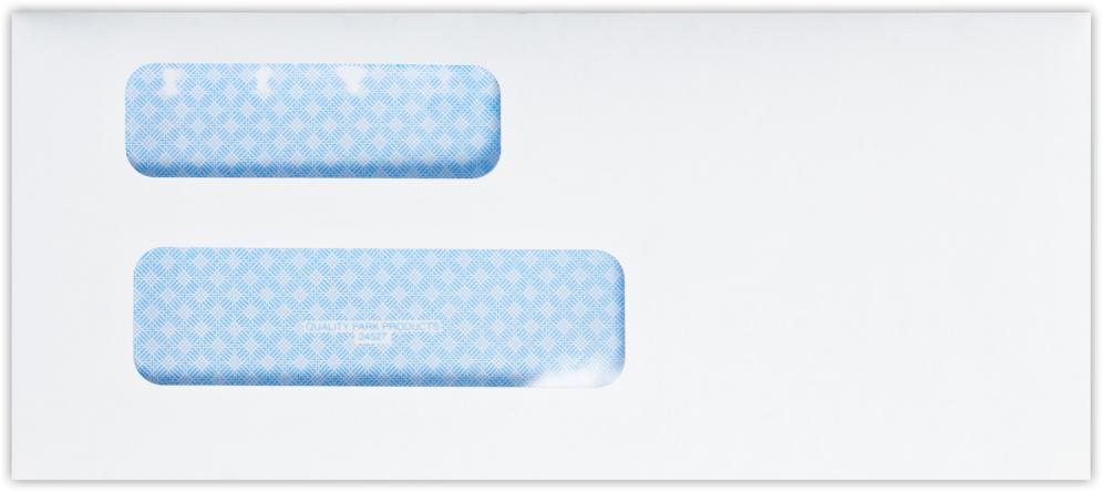 White with Security Tint 24lb #9 Regular Double Window Envelopes (3 7/8 x 8 7/8)