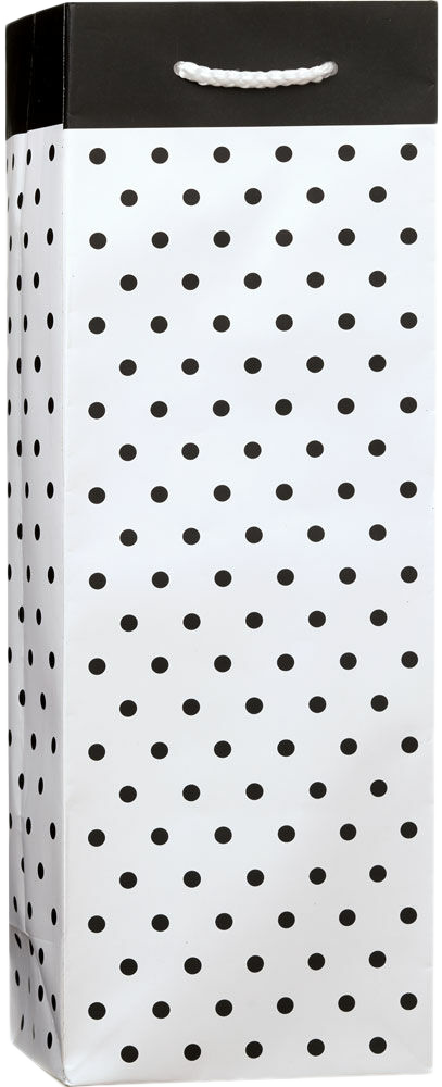 Black and White Dotted Wine Bottle Gift Bags (4 3/4 x 3 7/8 x 13 7/8)