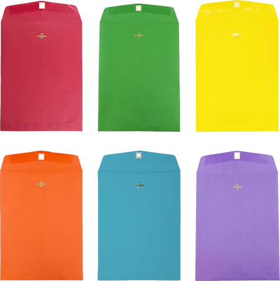 Assorted 9 x 12 Open End Envelopes with Clasp - 150 Pack