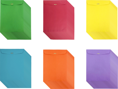 Assorted 9 x 12 Open End Envelopes with Clasp - 150 Pack