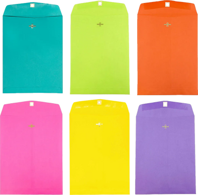 Fashion Assorted 9 x 12 Open End Envelopes with Clasp - 150 Pack