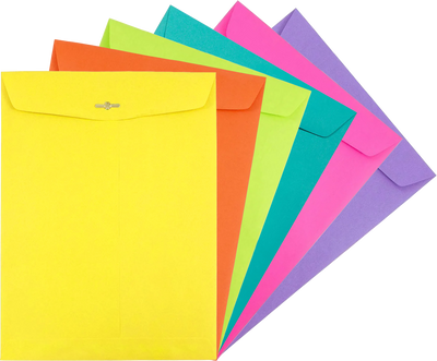 Fashion Assorted 9 x 12 Open End Envelopes with Clasp - 150 Pack