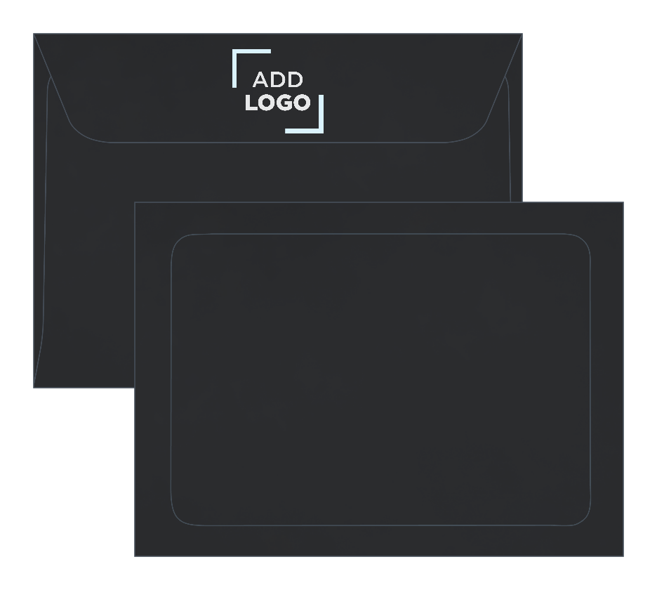 Smooth Midnight Black 32lb A7 Full Face Window Envelopes (5 1/4 x 7 1/4) with Peel & Seal