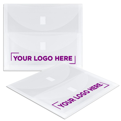 Clear Letter Booklet 2 Pocket Plastic Envelopes (9 3/4 x 13) with Hook and Loop Closure