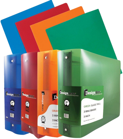 Assorted Primary Colored Heavy Duty Folders and 3 Inch Binders