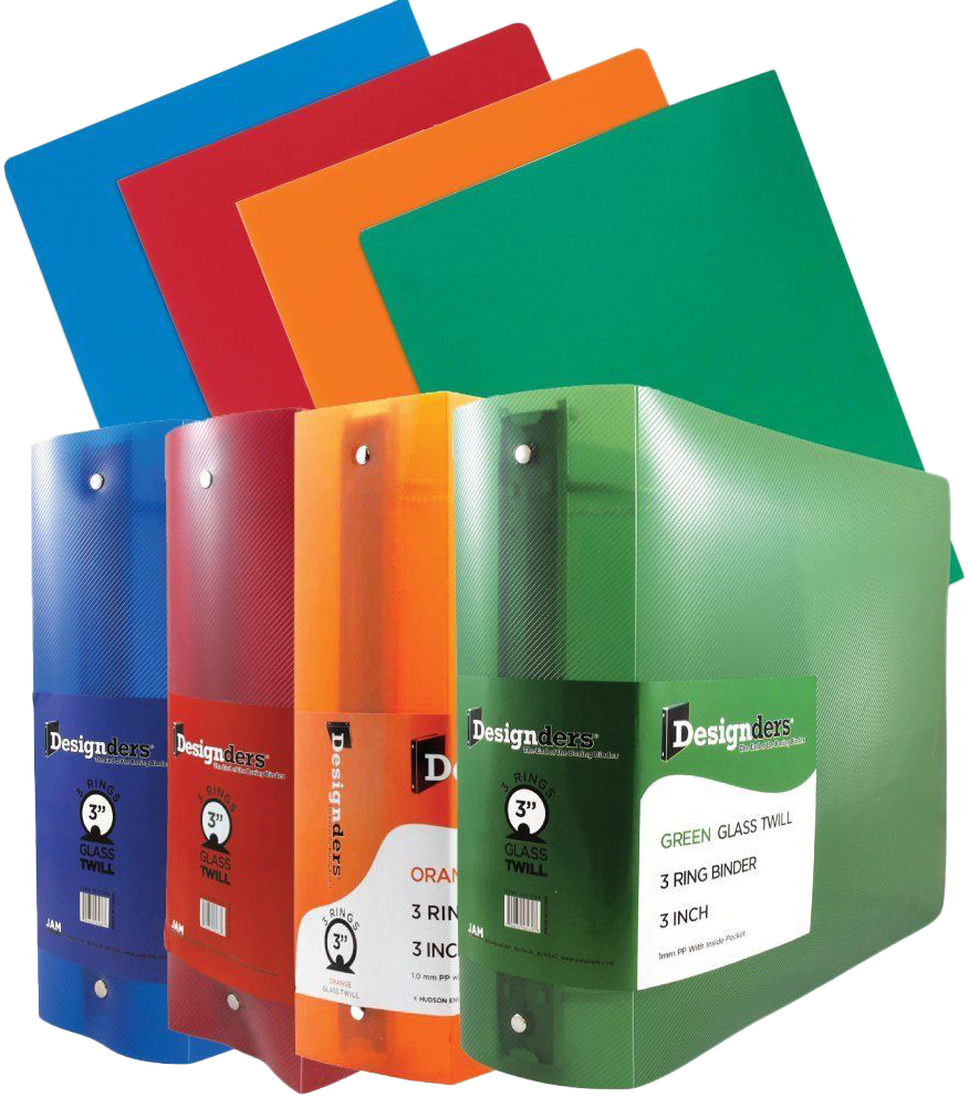 Assorted Primary Colored Heavy Duty Folders and 3 Inch Binders